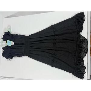 CeCe Black Ruffled Midi Dress XS New with Tags